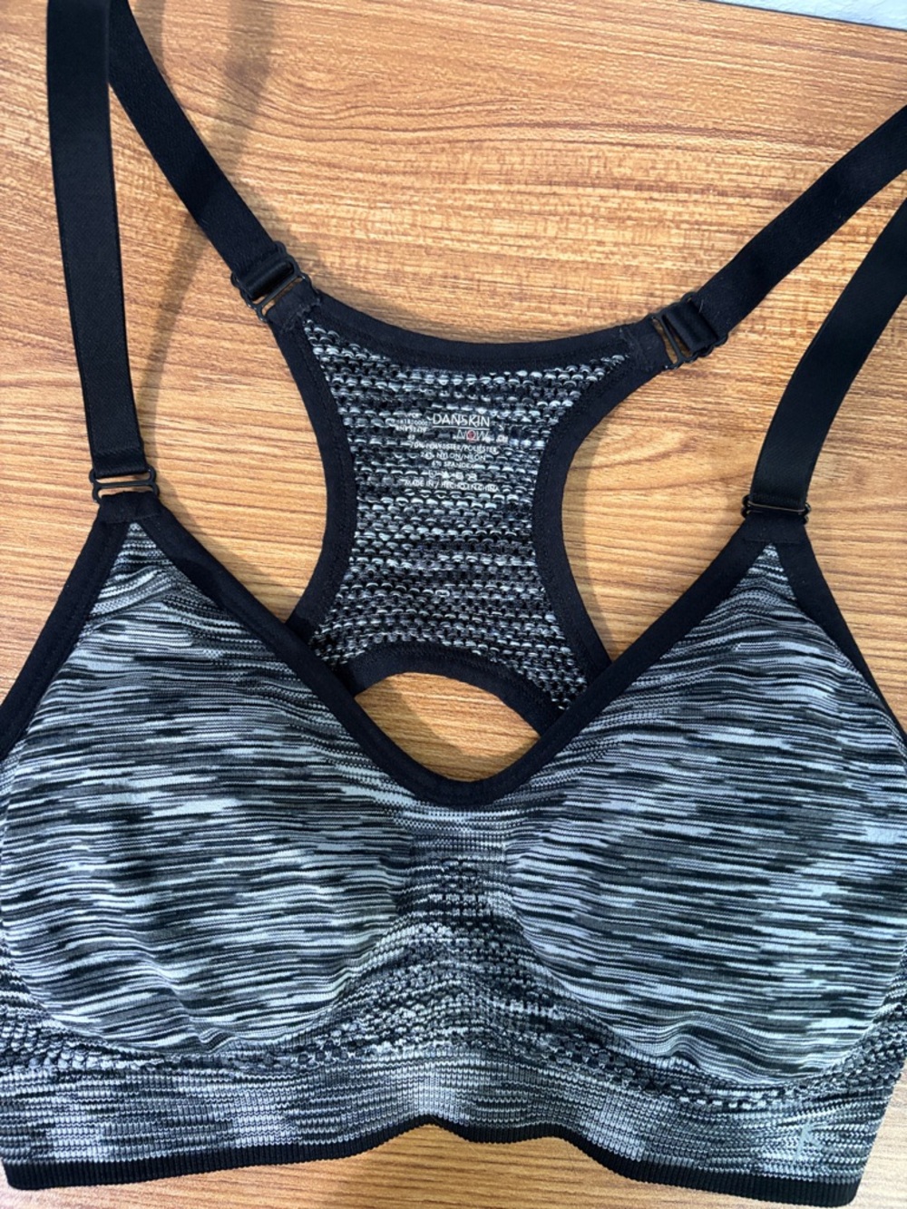 Seamless Danskin Racerback Sports Bra - Black Heather Small